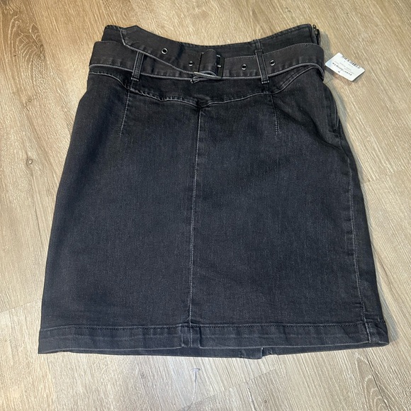 Free People Dresses & Skirts - Free People Black Stretch Denim Mini Skirt Belted NWT Size 4